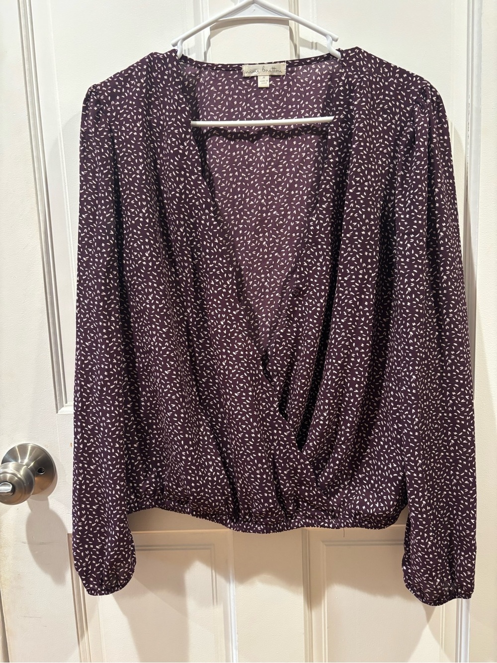 Plum Scalloped Wrap Blouse